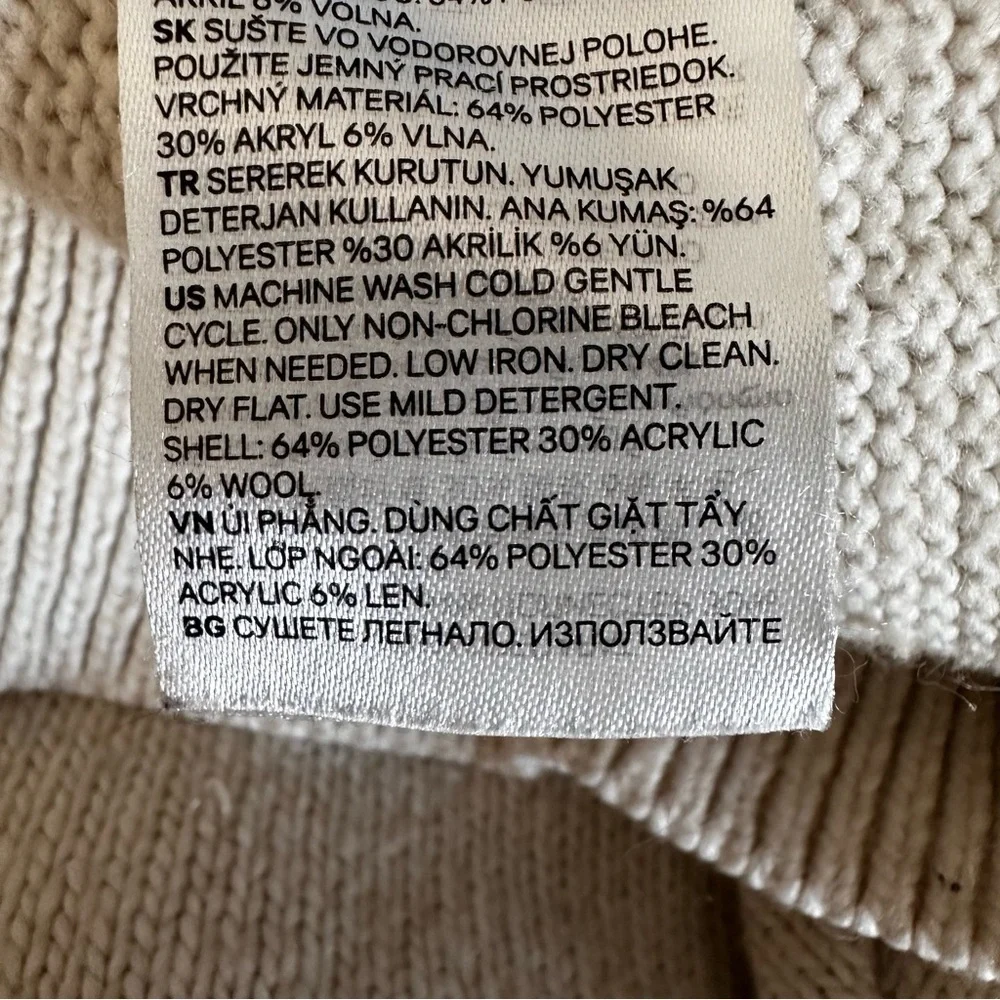 Pringle of Scotland x H&M Oversized Hoodie Sweater Wool Blend Cream & Black XL - Picture 13 of 13